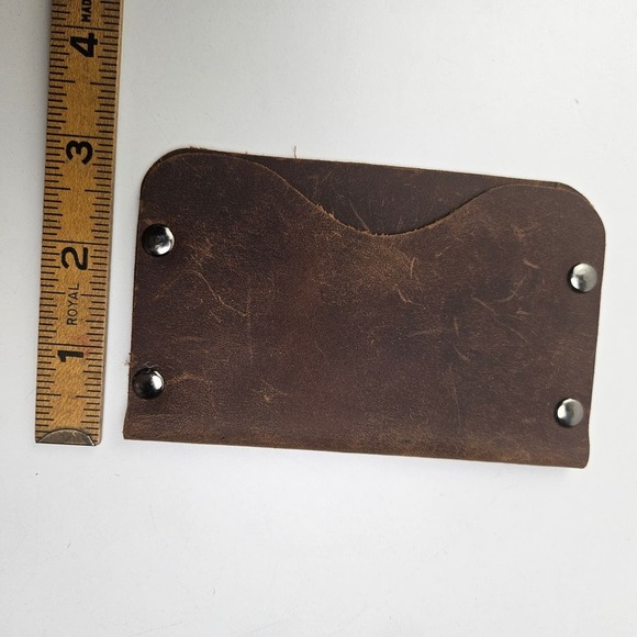 Handmade Minimalist Leather Card Wallet Brown Slim Slot - Picture 6 of 7